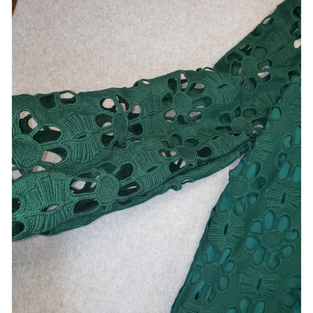 TUCKERNUCK Green Lace Palmerston Dress Size M Eyelet Ruffle Collar NWT - Picture 5 of 16